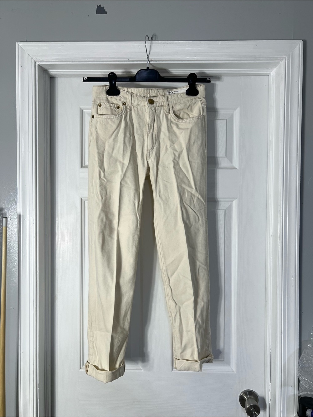 rag & bone Off-White Straight Leg Jeans